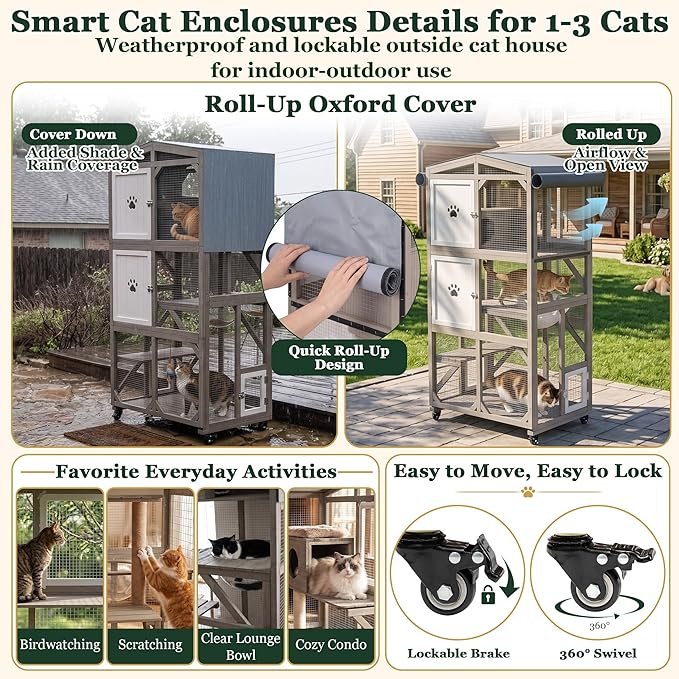 Gowoodhut Catio Outdoor Cat Enclosure 66.2" H Window Catio - Image 4