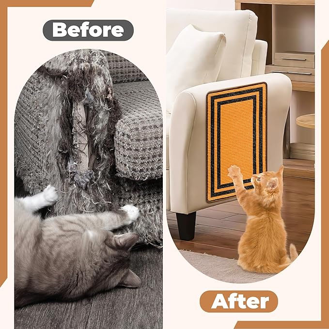 Cat Scratcher Mat, Natural Sisal Cat Scratch Pad, 23.6x15.7 Inch Horizontal Cat - Image 5