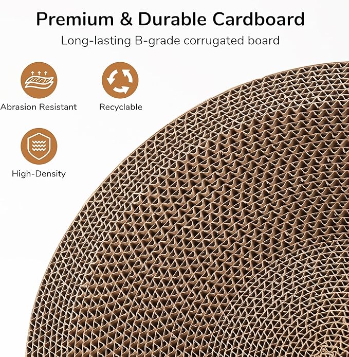 FUKUMARU 3PCS Cardboard Cat Scratcher, Durable Oval Cat Scratch Pad Bed Bowl - Image 4