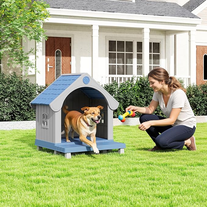 Fancyango Large Dog House with Porch Outdoor Indoor Sturdy Plastic Waterproof - Image 7