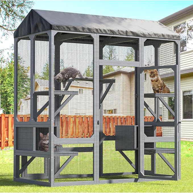 TIMHAKA 72" Catio Outdoor Cat Enclosure, Walk-in Large Cat Cage by TIMHAKA