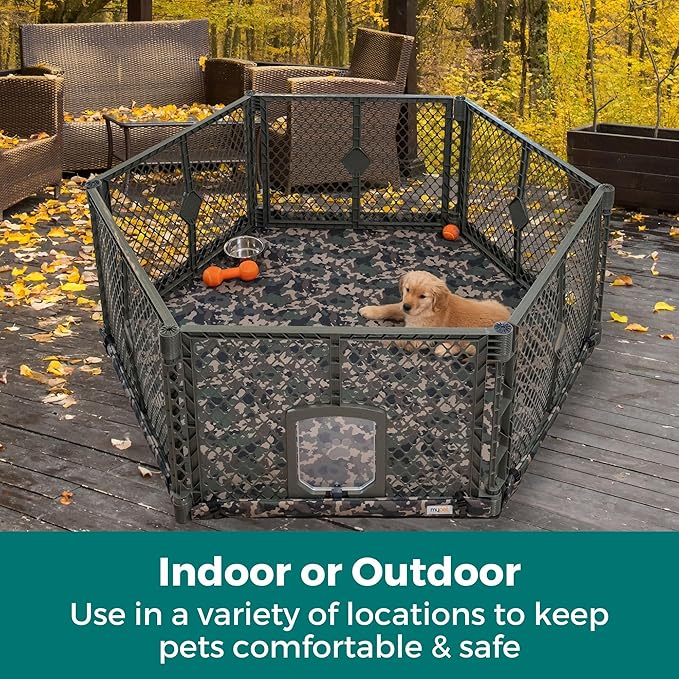 MyPet Petyard Protect Bundle: Freestanding 6-Panel Hunter Green Yard - Image 9