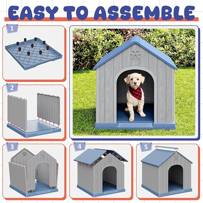 Bifanuo Dog House Outdoor Indoor, Plastic Small Dog House-Weatherproof Design - Image 7