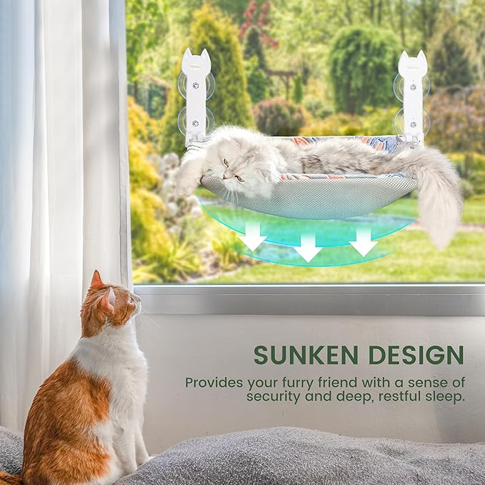 HiPetpy 2 Pack Cat Window Perch, Glow in The Dark Foldable Cat Hammock - Image 3