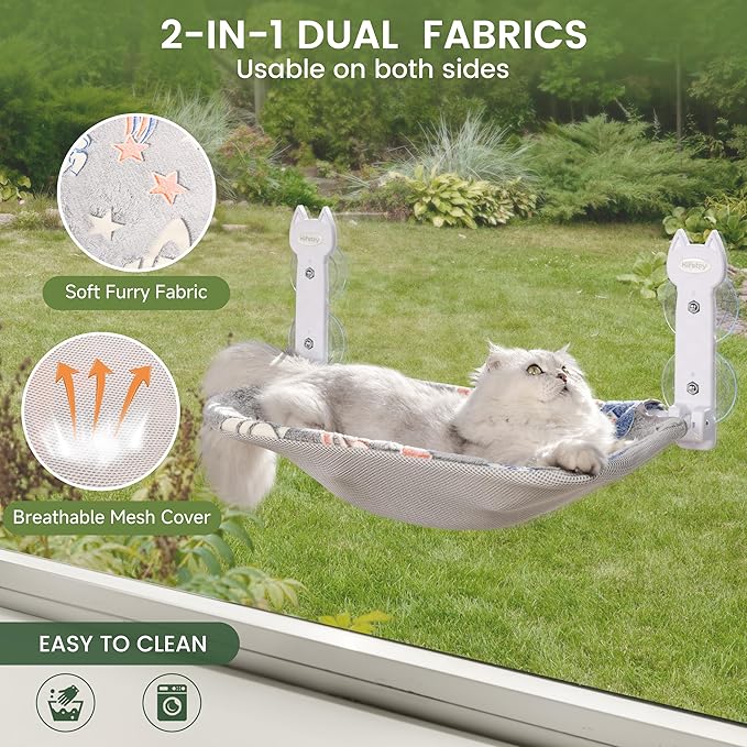 HiPetpy 2 Pack Cat Window Perch, Glow in The Dark Foldable Cat Hammock - Image 2