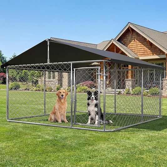 Petony Large Outdoor Dog Cage, Heavy Duty Dog Kennel House Mesh, Big Enclosure by Petony