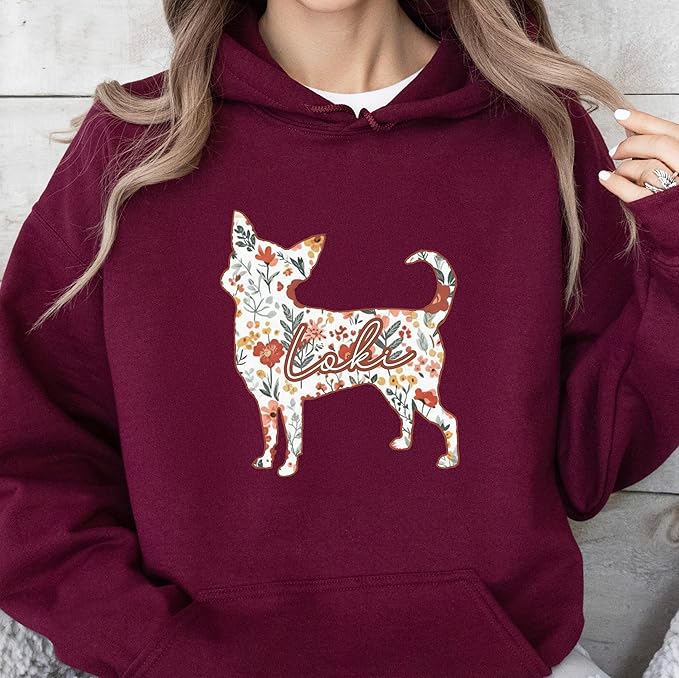 Custom Chihuahua Dog Lover Sweatshirt, Personalized Floral Breed Owner Gift - Image 3