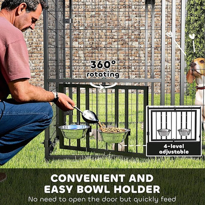 PawHut 4.6' x 4.6' x 5' Outdoor Dog Kennel, Welded Wire Dog Kennel Outside Run - Image 5