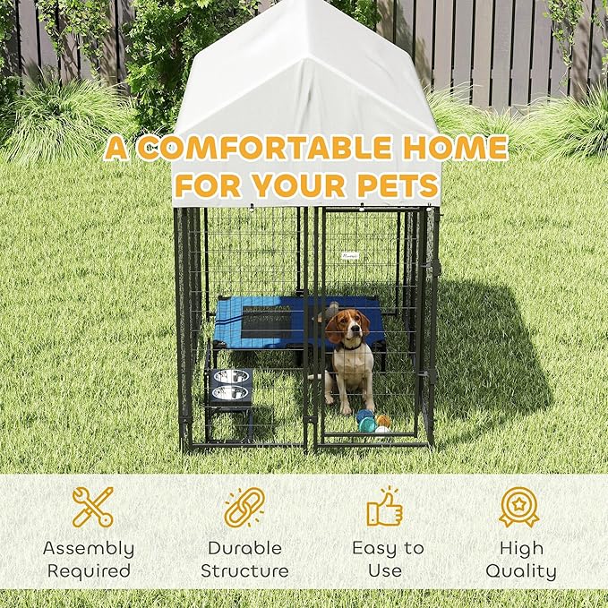 PawHut Outdoor Dog Kennel with Roof, UV-Resistant & Waterproof Cover, - Image 6