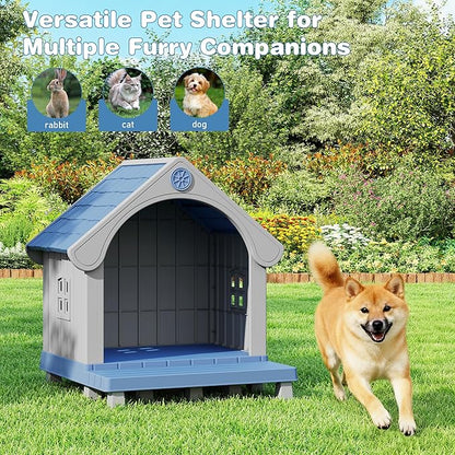 Fancyango Large Dog House with Porch Outdoor Indoor Sturdy Plastic Waterproof - Image 2