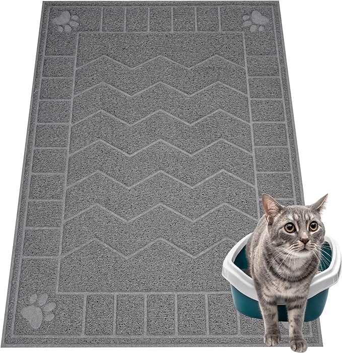 Cat Litter Box Mat, Litter Box Mat Scatter Control, Waterproof, Durable Large by Motsamla
