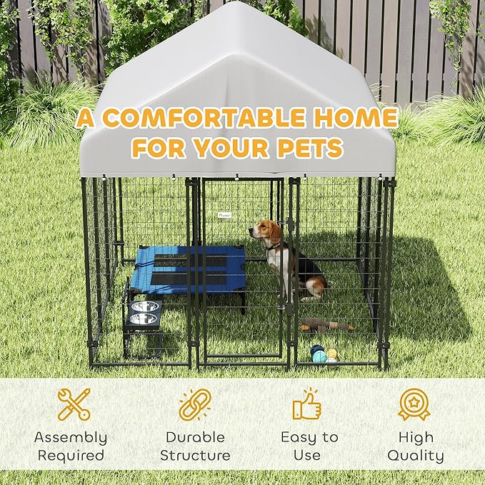 PawHut Outdoor Dog Kennel with Roof, UV-Resistant & Waterproof Cover, - Image 7