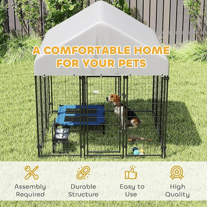 PawHut Outdoor Dog Kennel with Roof, UV-Resistant & Waterproof Cover, - Image 7